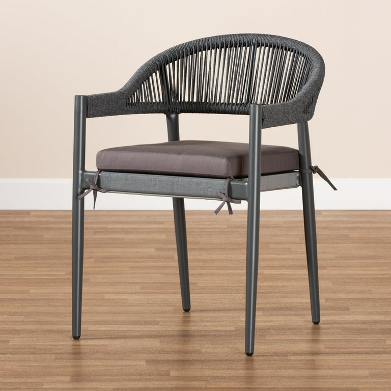 Baxton Studio Wendell Modern and Contemporary Grey Finished Rope and Metal Outdoor Dining Chair