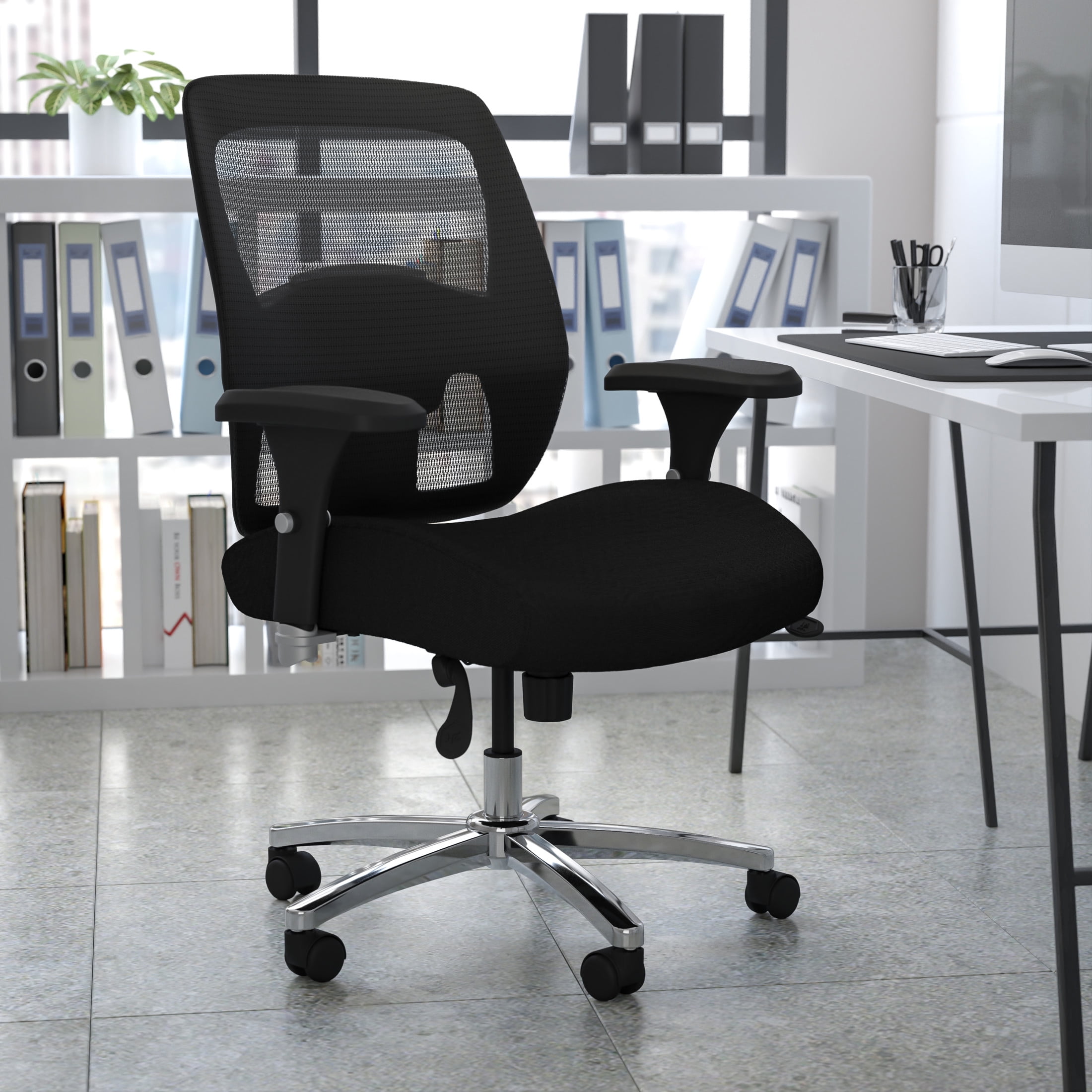 Flash Furniture Hercules 24/7 Intensive Use Big & Tall Swivel Office Chair with Ratchet Back, Black