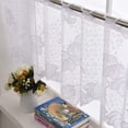 thumbnail image 2 of ZHH Lace Kitchen Curtain Window Valance Sheer Embroideried Leaves Cafe Shop Rod Pocket Curtain White 23"x 60", 2 of 5