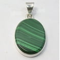 thumbnail image 2 of SilverStarJewel 925 Solid Silver Cabochon Malachite Flat Jewel Urban Style Gift Pendant 1.2 Inch, 2 of 3
