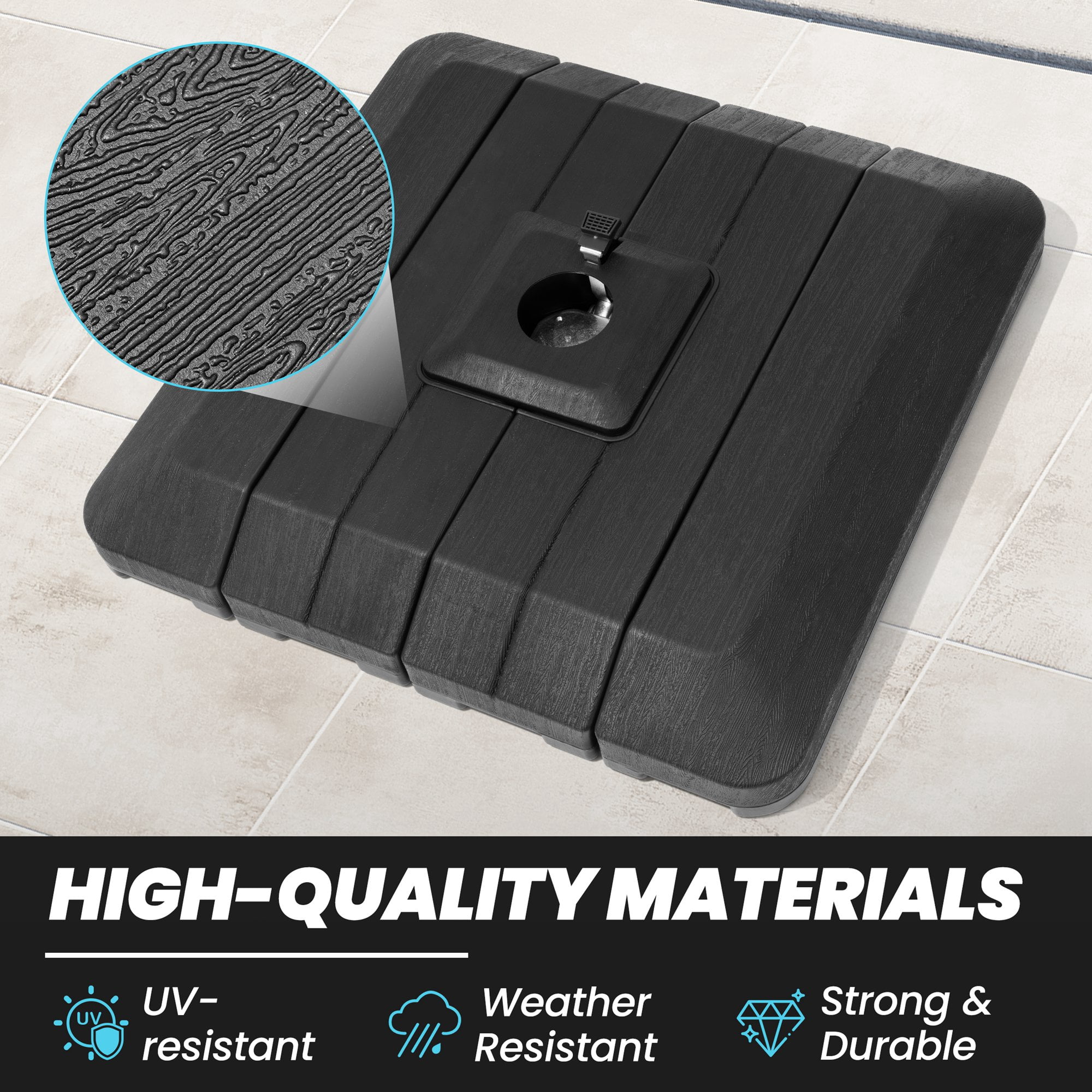 Crestlive Products Square Shaped 4 Piece Premium Offset Umbrella Base Filled, Black