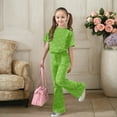 thumbnail image 4 of 2 Piece Sets for Girls Short Sleeve Bow T-Shirt Top and Flared Pants Set Summer Clothes Cute Girls Outfits 7-8 Years, 4 of 5