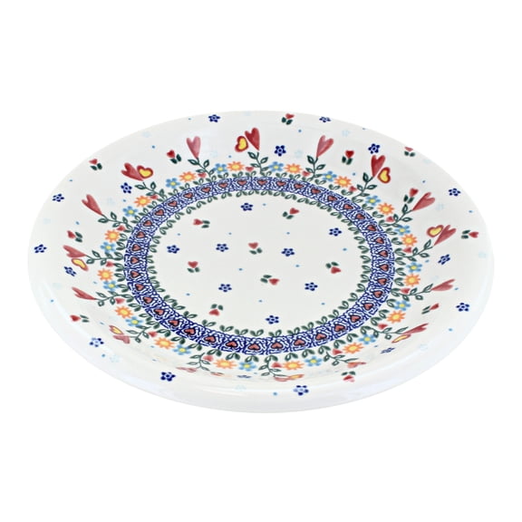 Blue Rose Polish Pottery Hearts & Flowers Dinner Plate