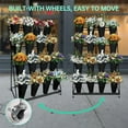 thumbnail image 3 of 4 Layers Flower Display Stand,Metal Plant Rack with 16 Buckets,39.4 In * 59 In * 25.6 In,Moving Florist Bouquet Shelf with 4 Wheels,for Terrace Garden,Living Room,Florist Shop,Black, 3 of 6