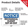 thumbnail image 2 of Mechanical Closet Not An Exit OSHA Notice Aluminum Sign 24 Inch x 18 Inch - 10 Pack, 2 of 8