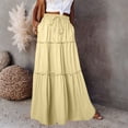 thumbnail image 4 of Bbyeadc Skirts for Women Swing Tiered Drawstring Skirt Maxi A Line Patchwork Elegant Skirts for Casual,Yellow (L), 4 of 4