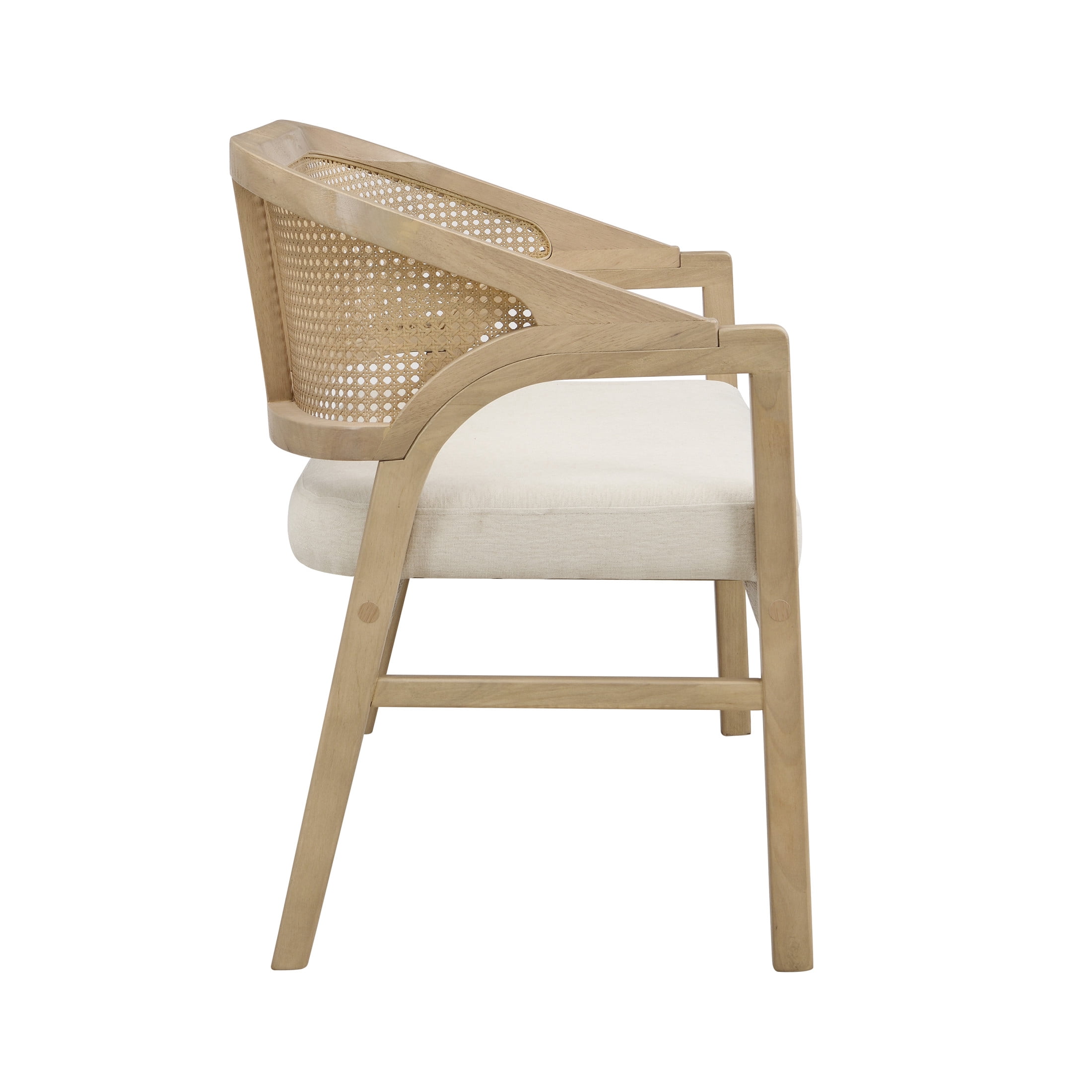 Christopher Knight Home 46.25" Mid Century Curved Cane Upholstered Loveseat, Light Ash+Beige