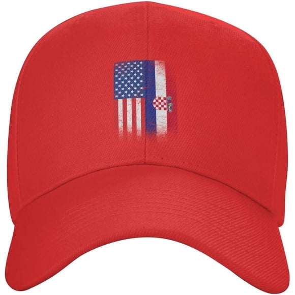 American Croatian Flag Croatia Pride Gifts Men Cowboy Hat Trucker Hat Mens Dad Hats for Men Women Snapback Hat Black