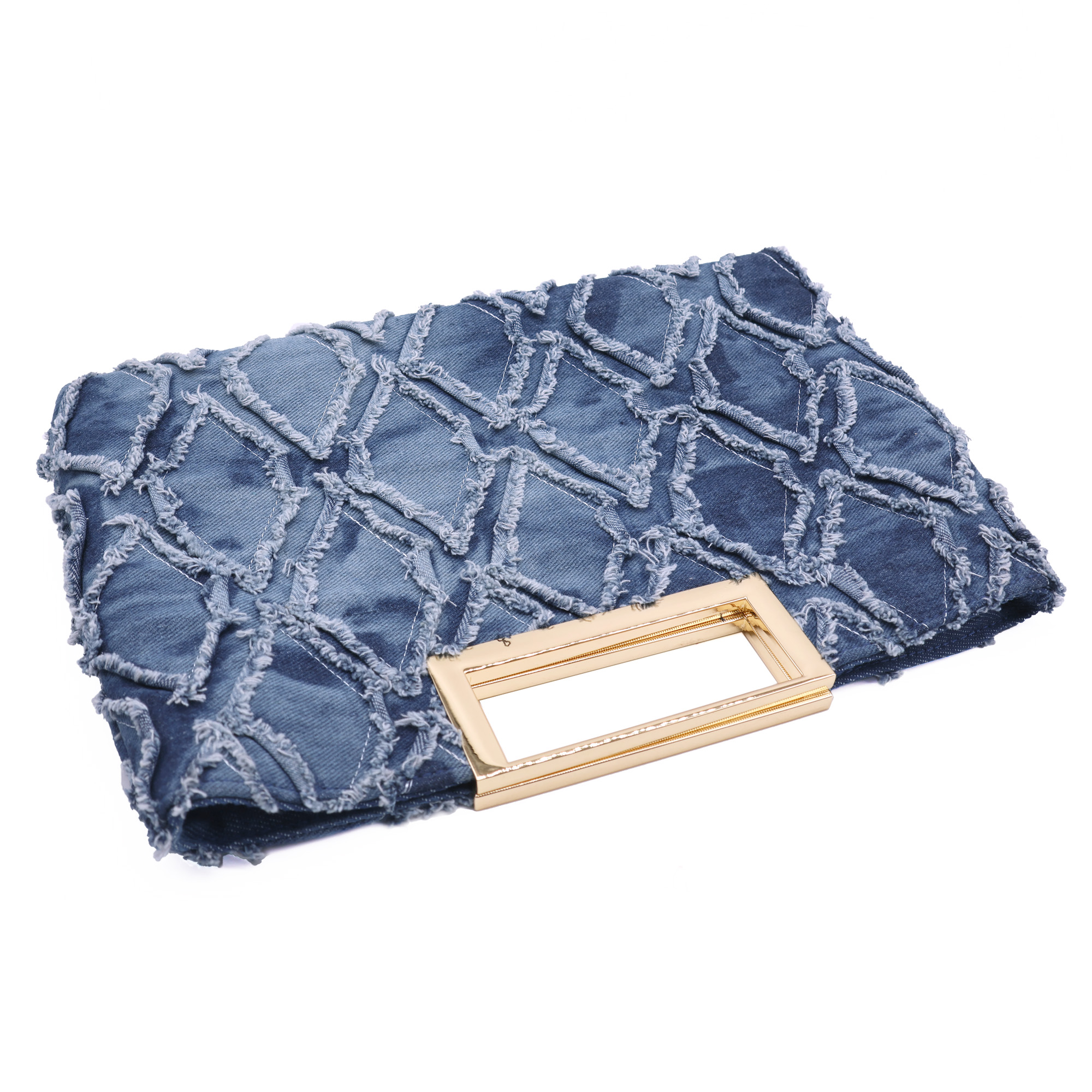 Milisente Women Top Handle Clutch Purse Denim QuiltedEnvelope Evening Bags For Formal Party Work(denim Blue)