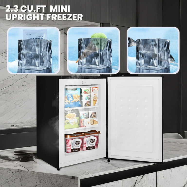 KISSAIR 3.0 Cu.ft Compact Upright Freezer with Reversible Single Door,Black