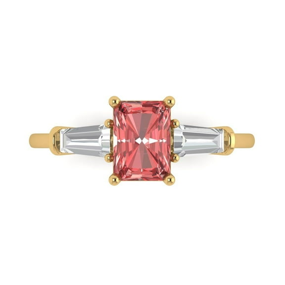 Three-Stone Engagement Ring for Women - 1.5ct Natural Garnet in 18K Yellow Gold Promise Ring