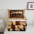 thumbnail image 6 of Manfei Cute Animal Horse Full Size Comforter Sets Galloping Horse Kawaii Farm Cowboy Bedding Sets,Brown 3 Pieces, 6 of 8