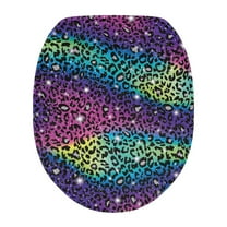 SEANATIVE Rainbow Leopard Print Toilet Lid Cover with Elastic Edge Toilet Seat Lid Covers Stretch Toilet Covers Set for Bathroom Fits Most Toilet Lids, Home Decoration