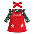 thumbnail image 4 of CAICJ98 Baby Girl Christmas Outfit Long Sleeve Romper Santa Baby Overall Dress Newborn Christmas Skirt Set Fall Winter Clothes (Wine,12-18 Months), 4 of 6
