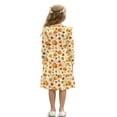 thumbnail image 2 of FKELYI Ruffled Sleeve Dress for Girl Pleated Swing Pactchwork Dress Autumn Leaf Pumpkin Print Fall Crewneck Playwear Casual Dresses, 3-4 Y, 2 of 6
