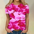 thumbnail image 2 of IYYVV Business Casual Tops For Women Summer Boho Short Sleeve Shirt O Neck Cute Y2K Women'S Tunics Camo Tshirts Spring Clothing Hot Pink XL, 2 of 5