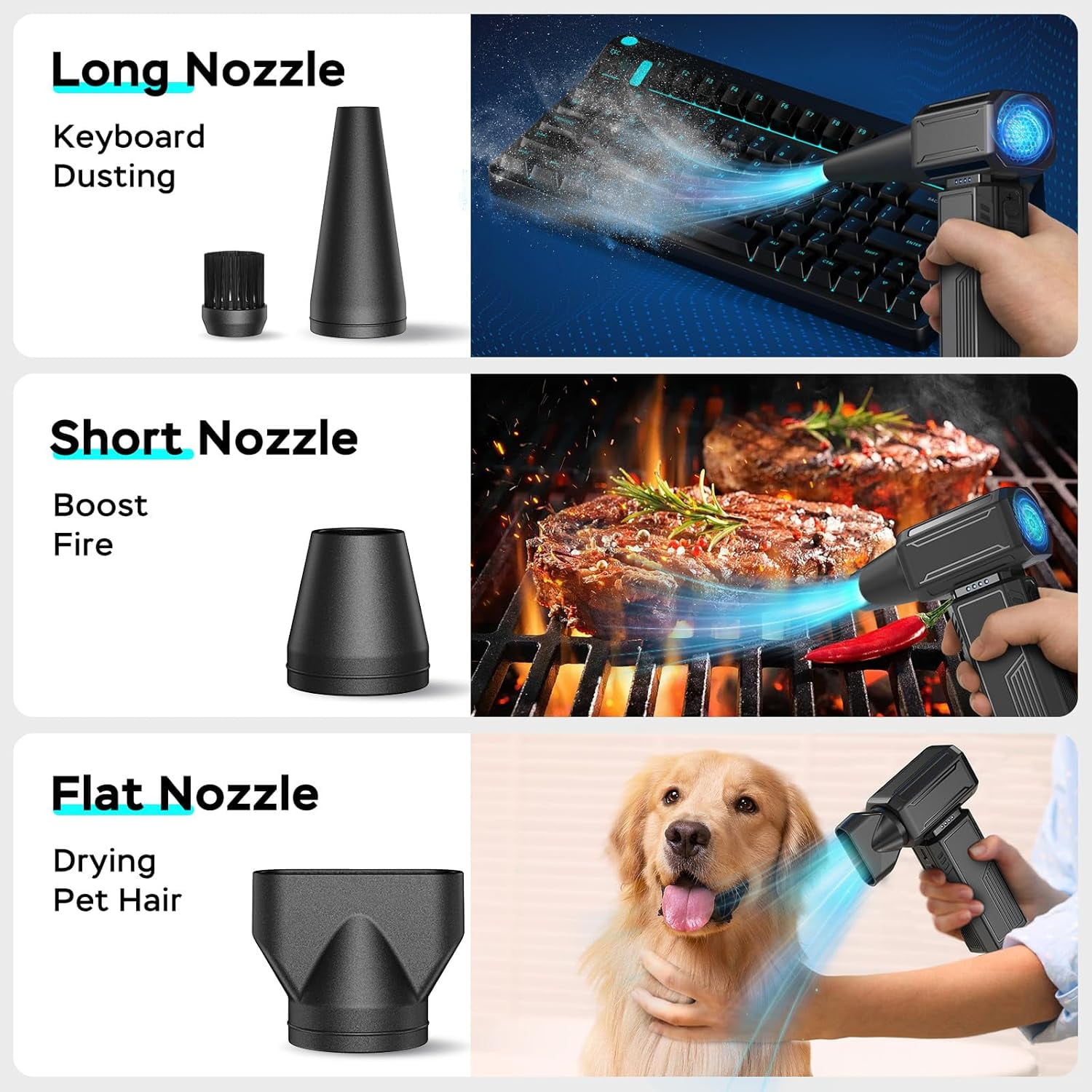 Compressed Air Duster,200000RPM Electric Portable Air Duster,Stepless Speed Mini Blower,No Canned Dust Blower,Rechargeable Cordless Jet Fan for Computer Keyboard Car Cleaning,Dry,Inflation-Black