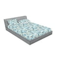 thumbnail image 2 of Jungle Flowers Fitted Sheet & Pillow Sham Set, Neutral Colors Boho Lily Flowers Pattern on Sky Tone Backdrop, Decorative Printed 3 Piece Bedding Decor, Full, Pale Azure Blue Pale Grey, by Ambesonne, 2 of 2
