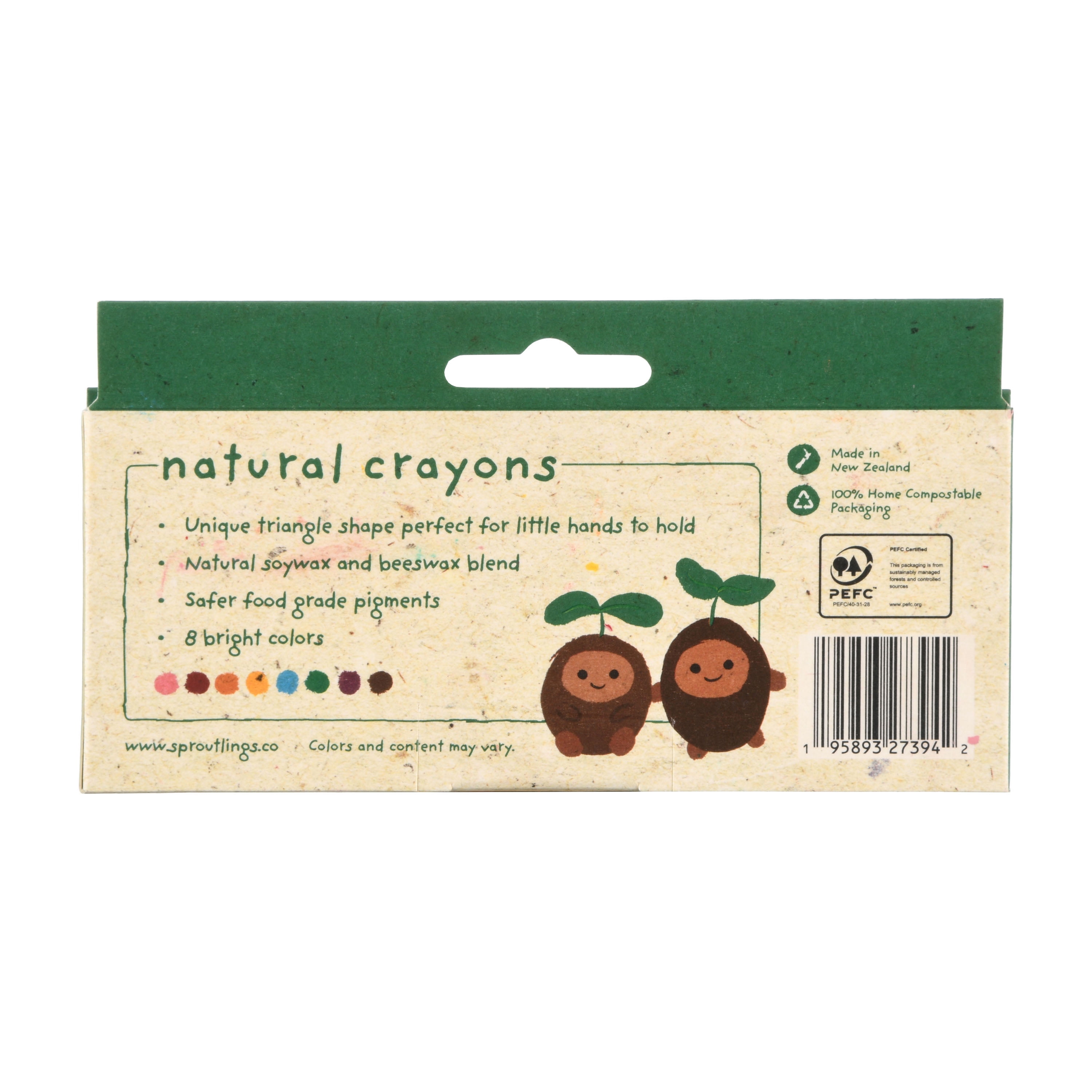 Sproutlings First Grasp Natural Soy & Beeswax Crayons, 8 Piece Count 