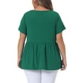 thumbnail image 3 of Agnes Orinda Women's Plus Size Rib Shirts Solid Peplum Tops Square Neck Babydoll Clothes Blouses 4X Green, 3 of 6