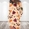thumbnail image 2 of Womens Casual Festival Dress O-Neck Long Sleeve Mini Dresses Loose Printing Short Dress with Pockets, 2 of 5