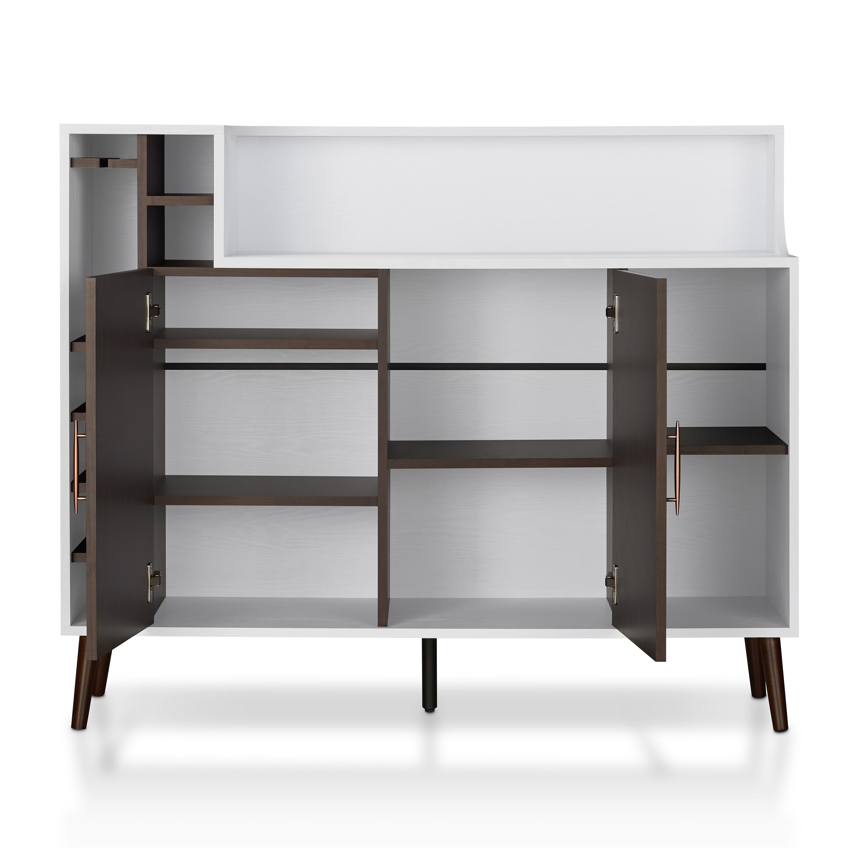 Furniture of America Shecklin Multi-Storage Buffet Server, White and Wenge