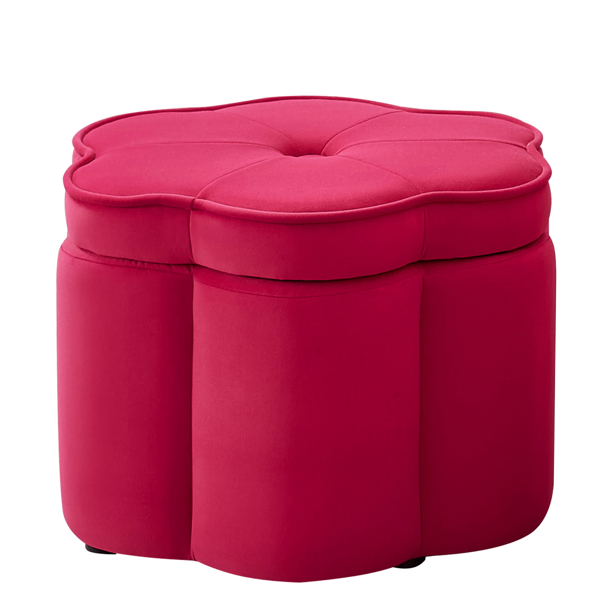 Aukfa 24" Set of 2 Round Storage Ottomans, Flower-Shaped Nesting Pouf Footrest Stools for Living Room, Bedroom, Dorm, Rose