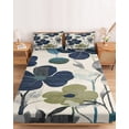 thumbnail image 2 of King Size Fitted Sheet Set - Navy Blue Green Floral 3 Piece Bedding Sets 16" Deep Pocket Fitted Sheet with 2 Pillowcases, Vintage Botanical Leaves Brushed Microfiber Hotel Luxury Bed Sheets, 2 of 9