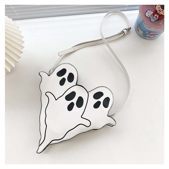 Ohmyroo Halloween Cute Ghost Purse Leather Crossbody Bag 30cm White For Girls Women Daily Spooky Gear Organization Method High Quality