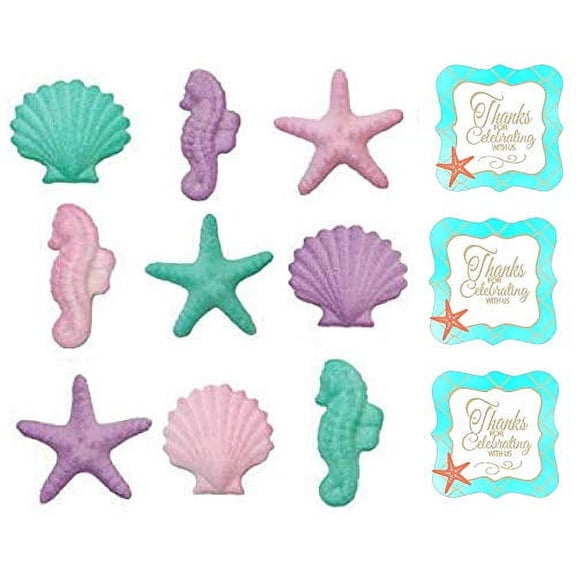 Sprinkle Deco Dessert Sprinkles & Decorations, Starfish & Shells, 12 Pieces