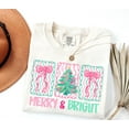 thumbnail image 5 of Merry & Bright Pastel T-Shirt | Cute Pink Christmas Tree and Ribbon Graphic Tee, 5 of 7
