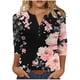 thumbnail image 1 of Tejiojio 3/4 Length Seelve Shirts for Women Casual Printed Crewneck Blouse Loose Fit Summer Top, 1 of 5