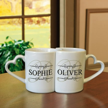 Personalized Interlocking Heart Mugs, Available in 5 Styles