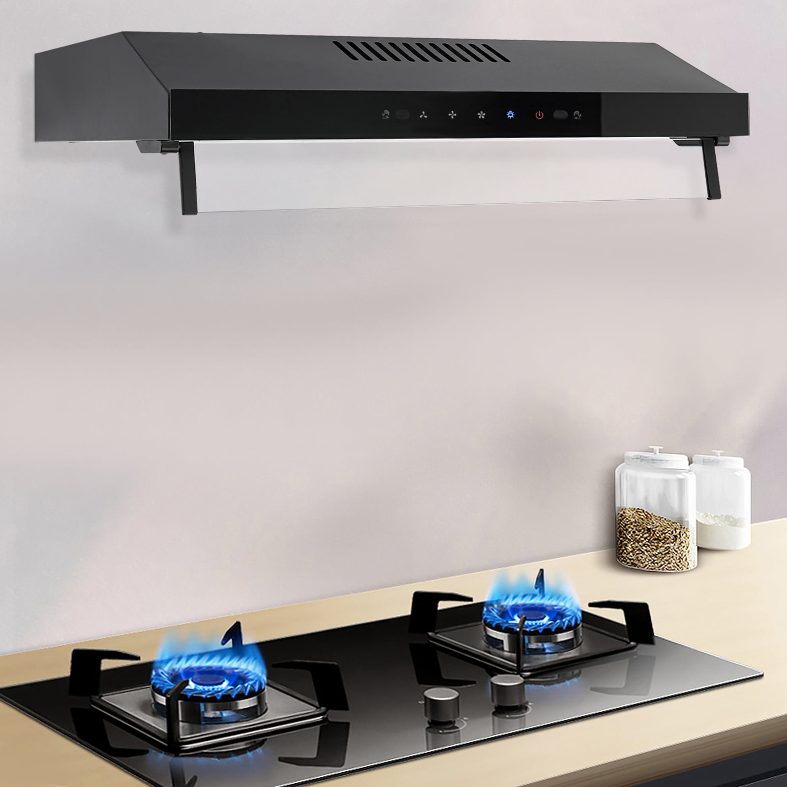 Wall Mount Under Cabinet Range Hood 24 inch 3 Speed Stainless Steel Kitchen Hood Ductless Range Hood Stove Vent Hood
