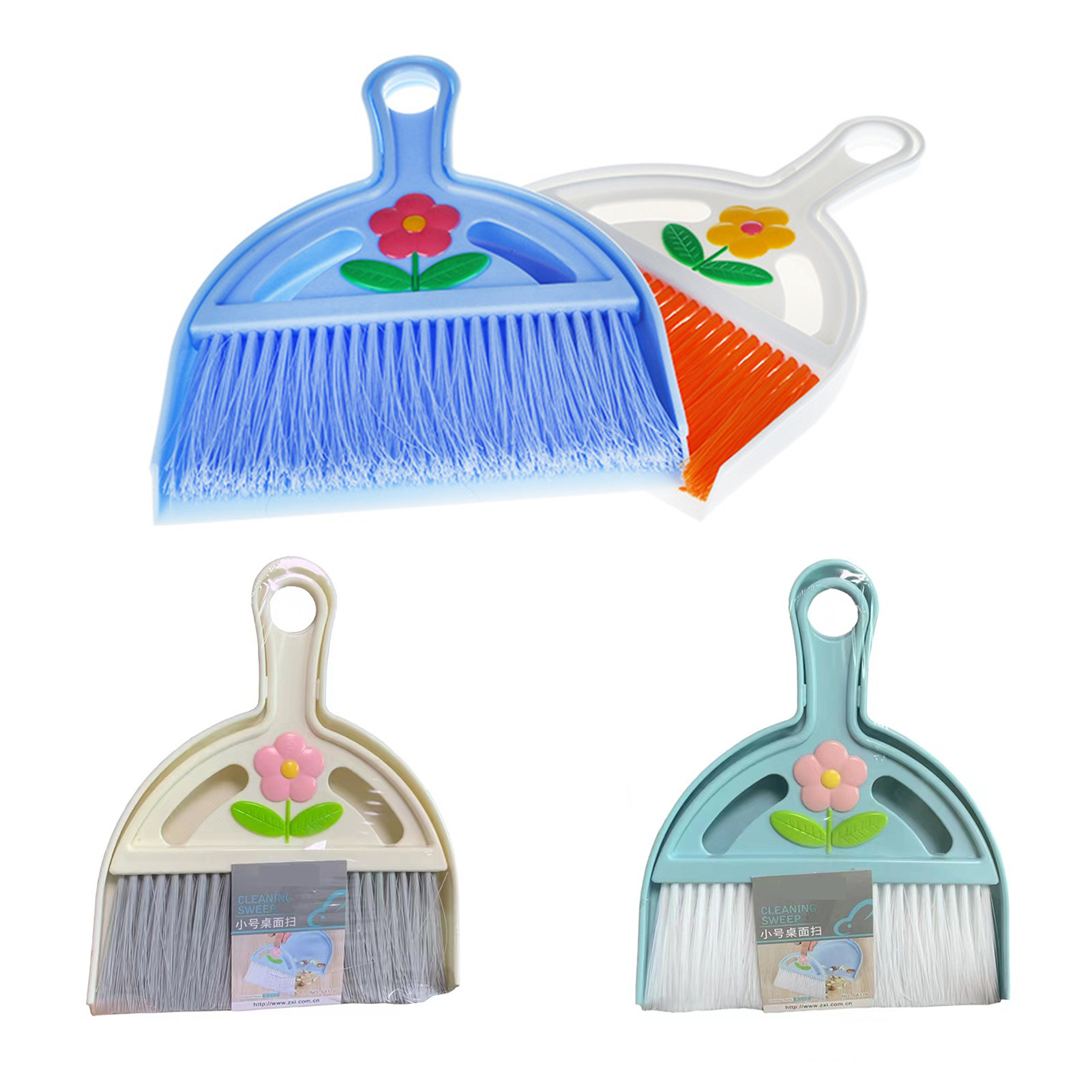 Happylost Upgrade Broom and Dustpan Set, Self-Cleaning with