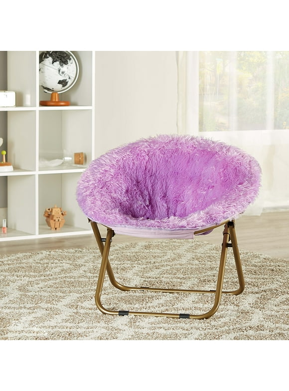 Mainstays Blair Plush Faux-Fur Kids Saucer Chair, Multiple Colors