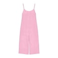 thumbnail image 7 of Jinhomg Capri Jumpsuits for Women Backless Spaghetti Strap Summer Jumpsuits Wide Leg Cropped Pants Rompers with Pockets Pink XL, 7 of 7