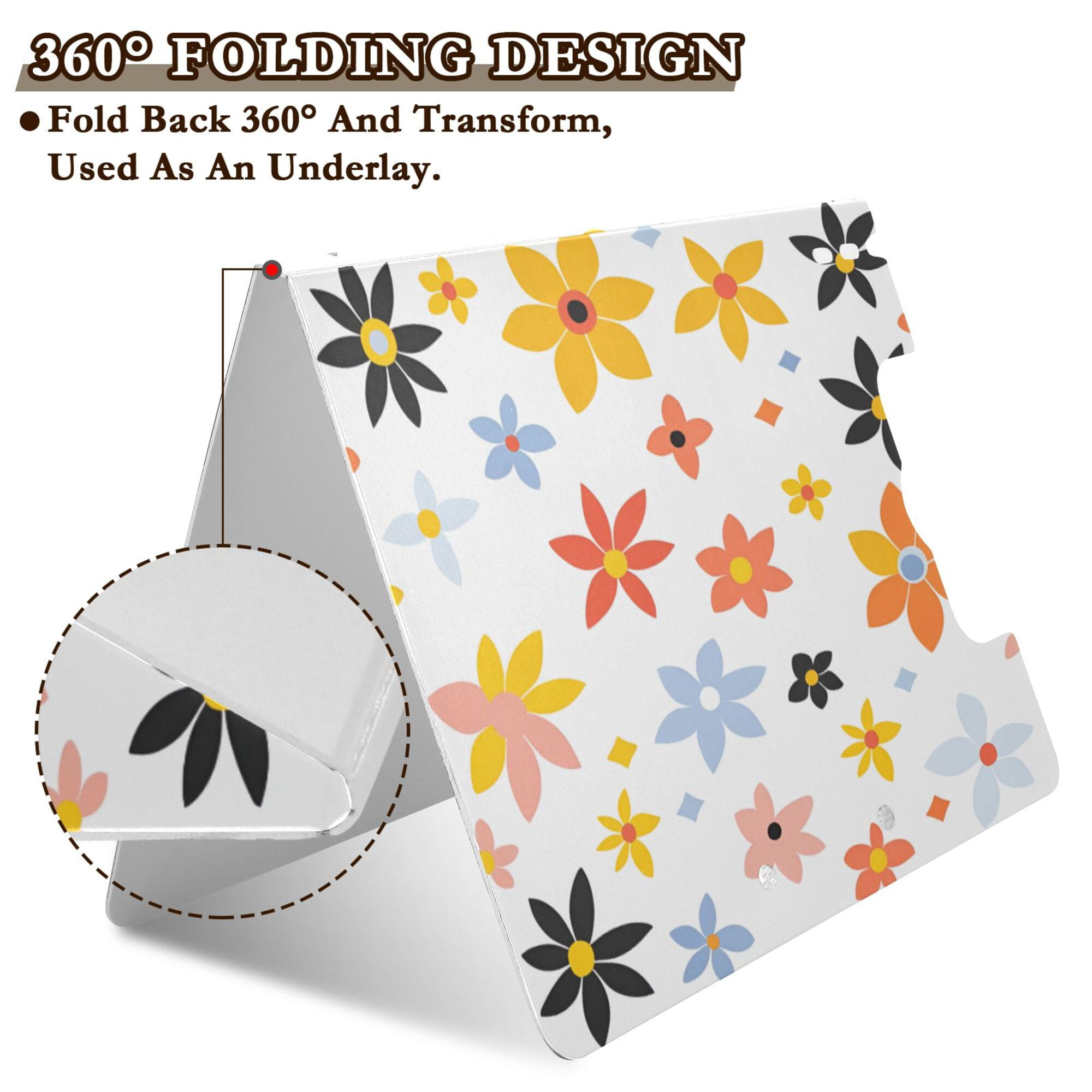 FORMRS A4 Clipboard Folder with Pen Holder Horizontal Foldable School Office Binder, Colorful Retro Floral