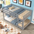 thumbnail image 6 of Bunk Beds with Trundle, Modern Heavy-Duty Solid Wood Bunk Bunk Bed, Twin Over Twin Loft Bed with Stairs and Guard Rail, Solid Wood Convertible Bunk Bed Frame, Wooden Trundle Bed Frame, SS1360, 6 of 9