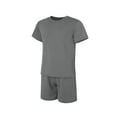 thumbnail image 4 of hirigin Men Casual Sports Suit, Short Sleeve Slim Fit Round Neck Tops+Solid Color Bandage Short Pants, 4 of 9