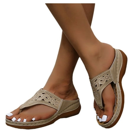 

Sodopo Women s Sandals Comfortable Rhinestone Sandals with Arch Support Soft Flip Flops Summer Casual Wedge Sandals Shoes for Women Indoor And Outdoor