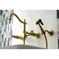 thumbnail image 4 of Kingston Brass KS1267PLBS Heritage Wall Mount Bridge Kitchen Faucet with Brass Sprayer, Brushed Brass, 4 of 5