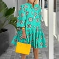 thumbnail image 1 of Robes pour Femmes 2023 Été Robes Femme Mode Tempérament Imprimé Manches Longues V-Cou Robe Confortable, 1 of 7
