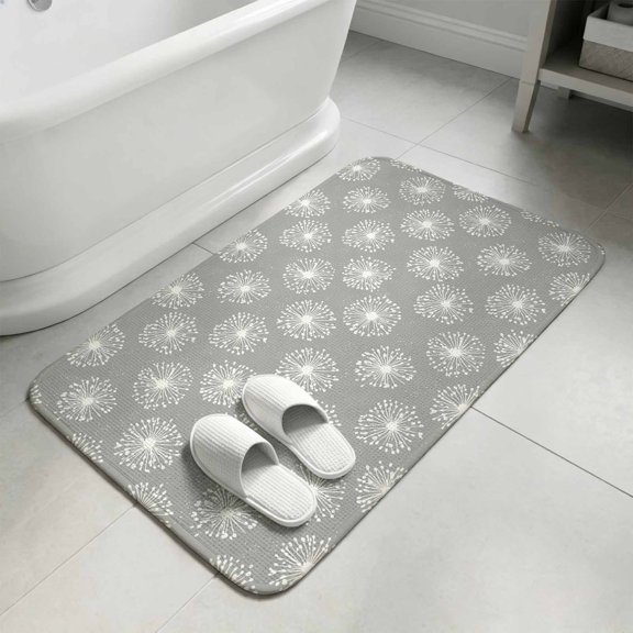 Spring Fields Dandelion on Gray Door Mat,Indoor Outdoor Welcome Doormat Country Botantical Absorbent Linen Front Door Mats Non-Slip Entrance Rug for Kitchen Bathroom Entryway,16x24in