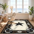 thumbnail image 3 of Design&I 8'x10' Washable Area Rug Extra Large Skid-Resistant Low Profile Cowboy Horseshoe Entry Border Decorative Covering Bathroom Themed for Living Room, Family, 3 of 7