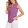 thumbnail image 4 of INSPIRE CHIC Women's Sleeveless Pleated Front V Neck Work Office Blouses M Purple, 4 of 6