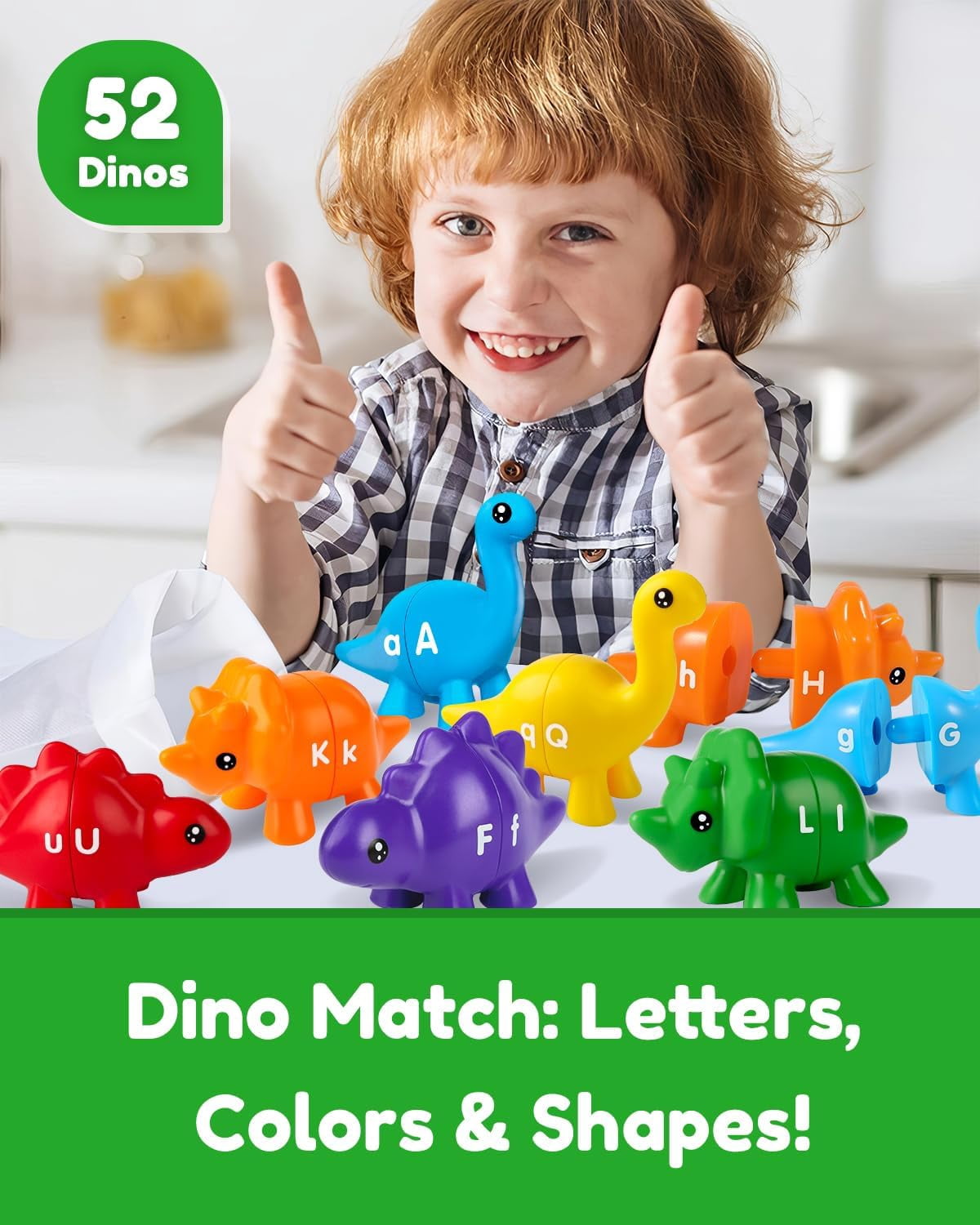 52PCS Baby Learning Toy for 2-5,Matching Letters Dinosaur Toy,Montessori ABC Matching Letters Dino Toys Gifts for Toddlers,Educational Fine Motor Preschool Learning Toys for 2 3 4 Year Old Boys Girls