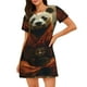 thumbnail image 1 of Fotbe Jungle Meditating Panda Bata de Dormir para Mujer con Estampado, Camisón de Algodón de Manga Corta, Ropa de Dormir Casual, 1 of 6