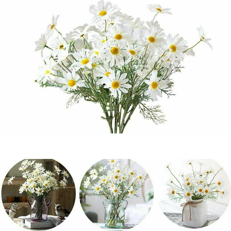 FAZHBARY 12 PCS Cream White Gerbera Daisy Artificial Flowers Fake Gerbera  Daisies Silk Flowers Bulk Arrangements for Wedding Home Decor