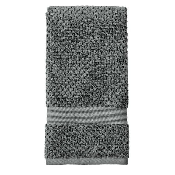Better Homes & Gardens Signature Soft Cotton Popcorn Textured Hand Towel, Grey Flannel